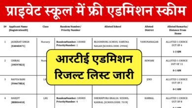 Haryana RTE Admission Result